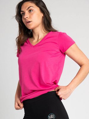 Camiseta antimosquitos mujer cuello pico rosa 4