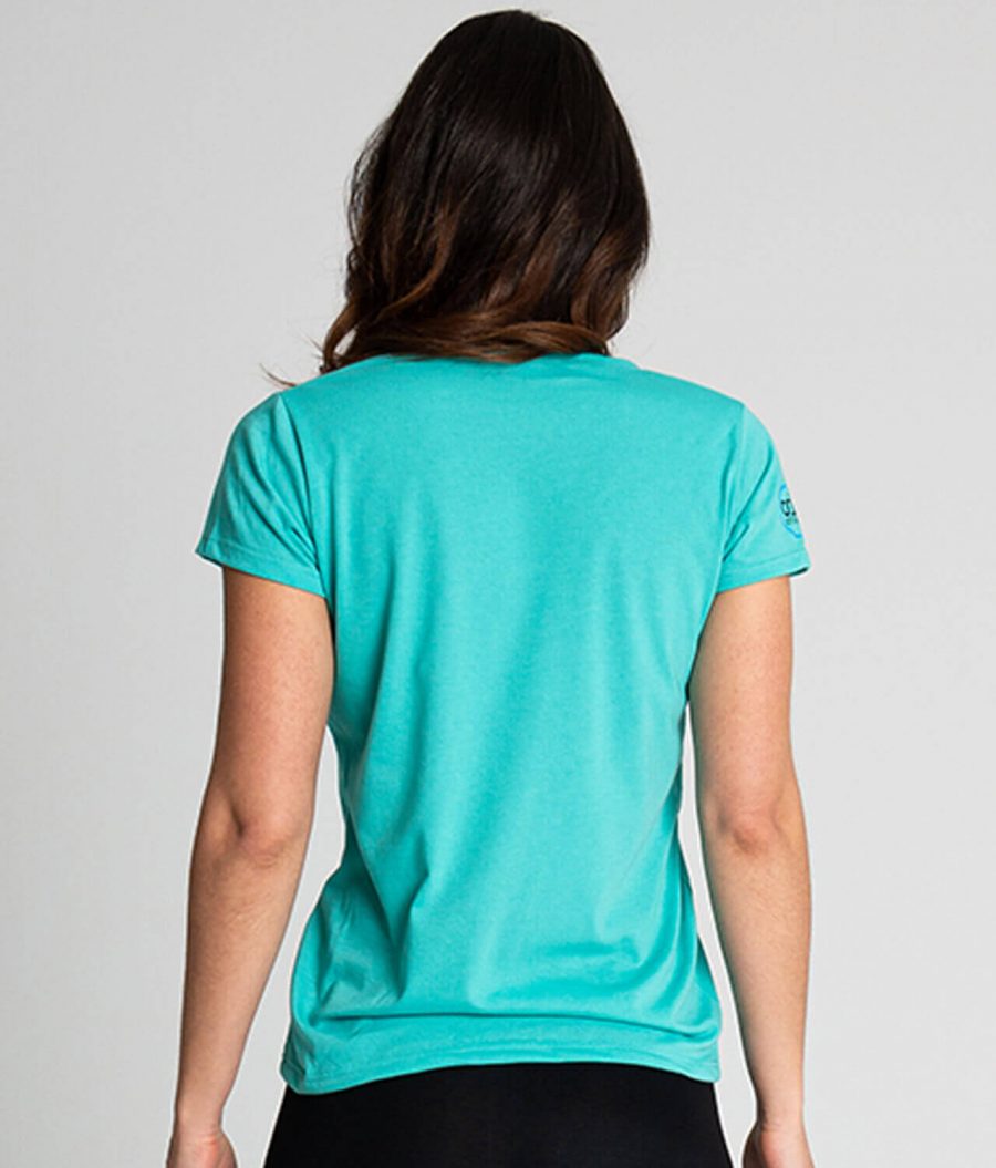 Camiseta antimosquitos mujer cuello pico turquesa 4